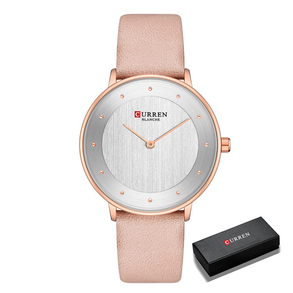 Mooie Vrouwen Quartz Horloges Slanke Mode Lederen Dames Polshorloge Reloj Mujer Curren Vrouwelijke Klok Voor Vrouwen: pink box