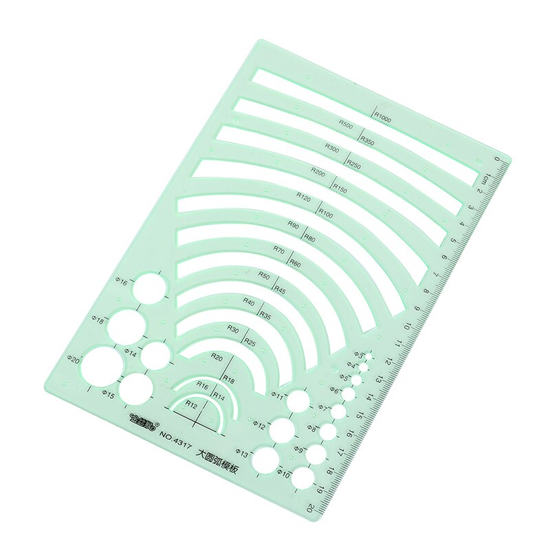 Green Plastic Students Rectangle Shape Drawing Circle Template Geometric Ruler