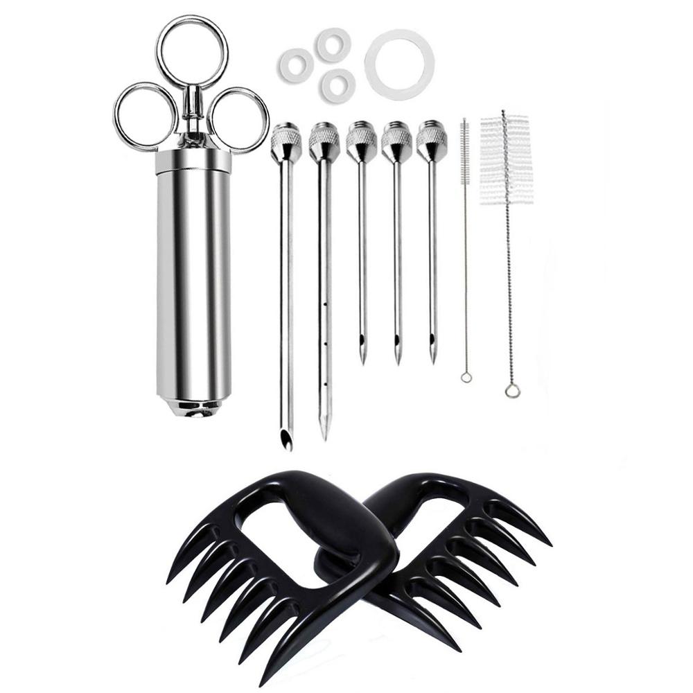 Bbq Olie Fles Borstel-Injector Spuit, marinade Flavour Injector Vlees Kruiden Injectoren Bbq Kit Keuken Gereedschap Met 3 Naalden: 16