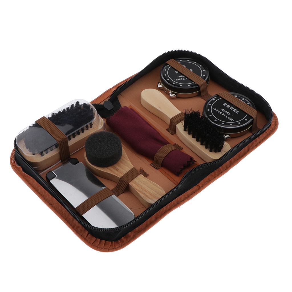 7pcs Portable Shoe Cleaning Kit Shoe Care Set Busts Set Leather Care Shoe Complete Cleaner Kit Shine Polish Brushes