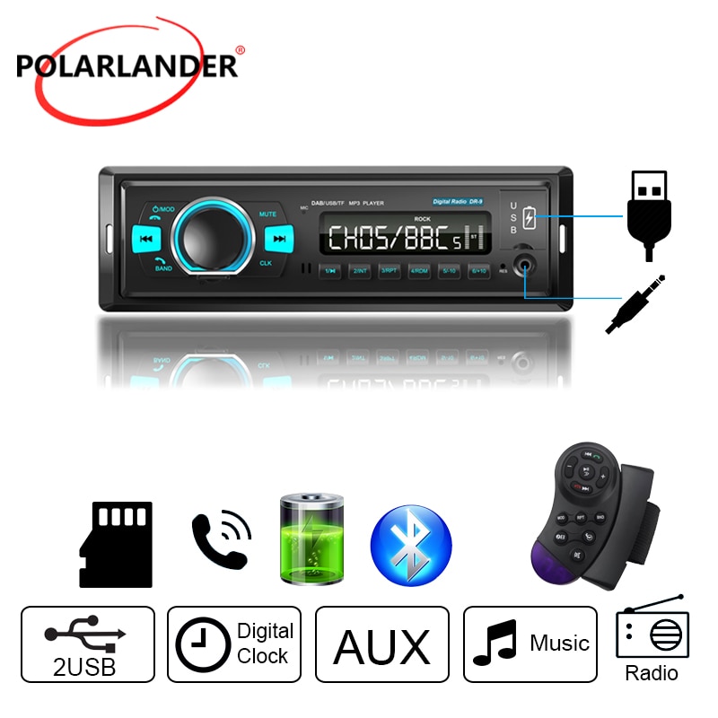 Autoradio numérique avec Interface ISO, double USB, FM, MP3, BALANCE, mains libres, DAB, USB, 1din, Bluetooth 4.2, WMV, APE, EQ, carte TF, disque U
