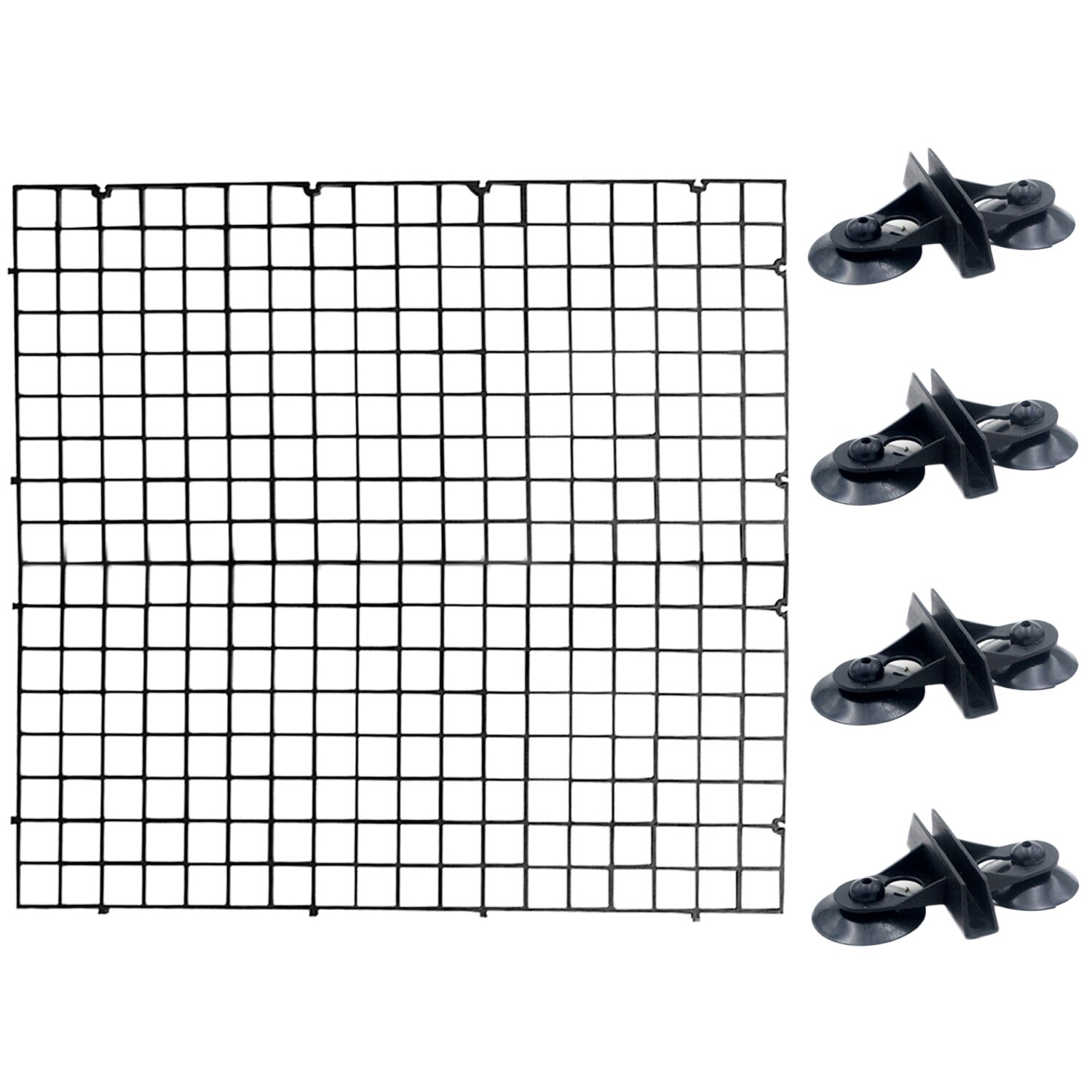 Akvarie akvarium plast adskillelse skillebræt yngel segregation avlsnet med 4 stk sugekopper 30 x 30cm: Sort