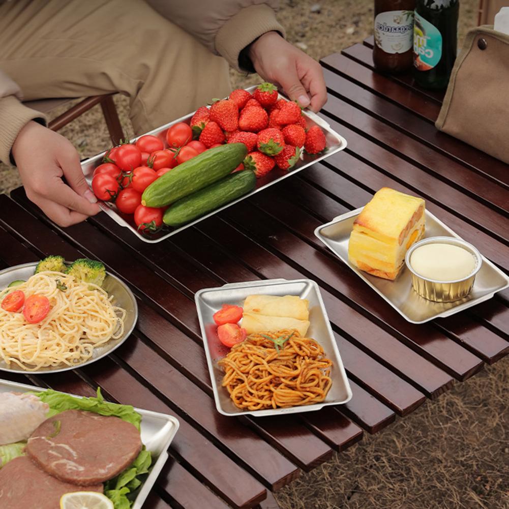 Unique Dining Plate Lightweight Reusable Barbecue Tray Multi-purpose Anti-cracking Dining Plate for Canteen Food Plate