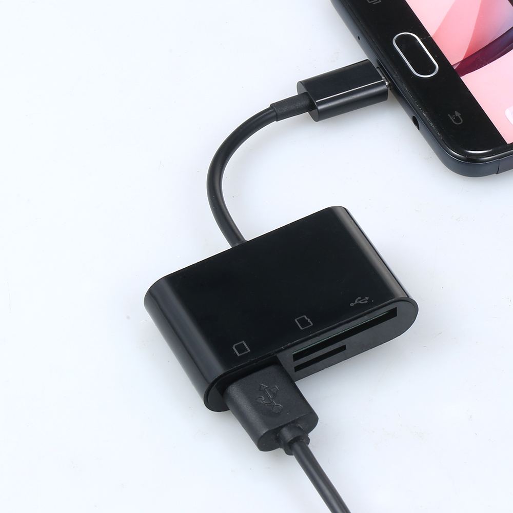 3-In-1 Micro Usb Naar USB2.0 + Sd + Tf Adapter Micro Usb Otg Naar USB2.0 Adapter sd Tf Micro Sd Kaartlezer Voor Micro Usb-apparaten
