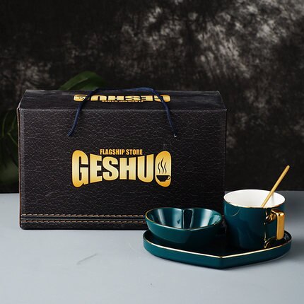 European Golden Coffee Cup Luxury Glaze Ceramic English Cup Ceramic Nordic Coffee Cup Saucer Pottery Afternoon Tea Box E5: Default Title