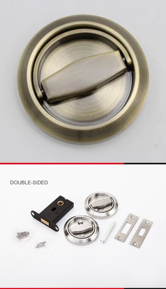 Stainless Steel 304 Recessed Invisible Cup Handle Privacy Hidden Door Locks Cabinet Pulls Handle Fire Proof Disk Ring Lock: Double sided(Green)