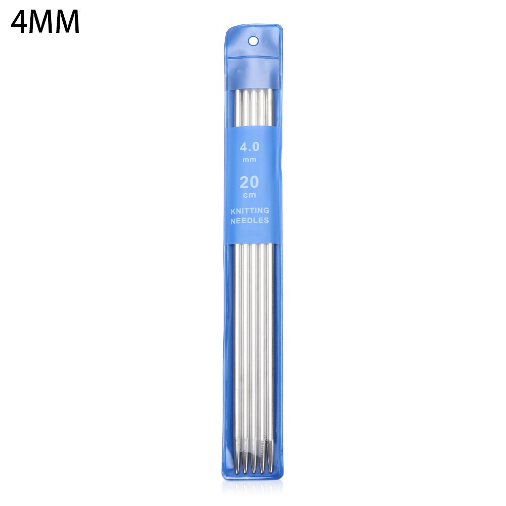Agujas de tejer rectas de acero inoxidable, 2/5 piezas, 20cm, tamaño de 2-5mm, gancho de ganchillo, herramienta para tejer suéter, accesorios de costura: 5Pcs-4MM