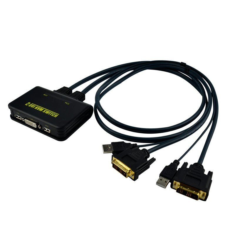 2 Port KVM DVI interruptor USB 2,0 DVI KVM interruptor adaptador de Audio y Video Kabel Fr Monitor ordenador Tastatur Maus
