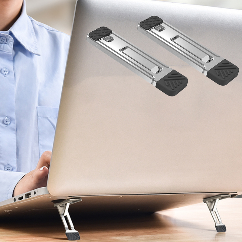 2 Stuks Riser Voeten Antislip Zink Legering Laptop Houder Voor Desktop Kickstand Opvouwbare Notebook Toetsenbord Stand