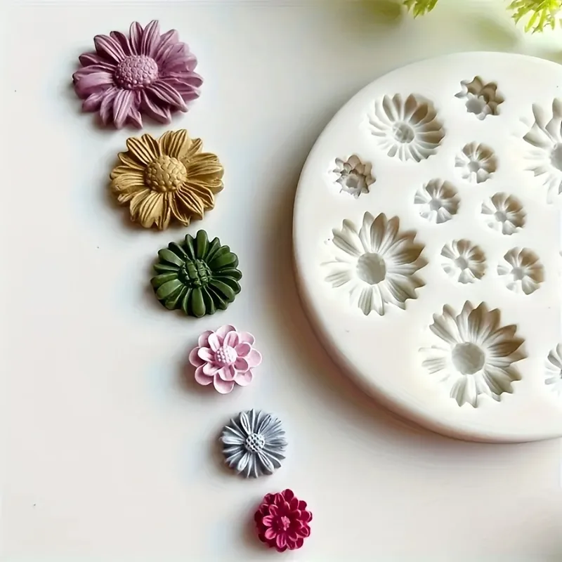 Molde de silicona para flores, ramo de arcilla polimérica, molde de fundición de flores para pendientes DIY, fabricación de colgantes, moldes artesanales de arcilla polimérica, 1 ud.