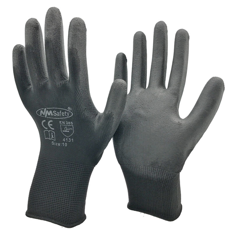 NMSAFETY 12 Paare/ 24 stücke Gestrickt Sicherheit Arbeit Handschuhe Bau Sicherheit Garten Gummi Industrie Arbeits Handschuhe: PU1350- GR / M
