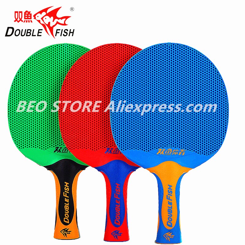 Podwójna ryba plastikowa rakieta robić tenisa stołowego wklęsła siatka gumowa Super lekka podwójna rybka świst Pong nietoperz rakieta