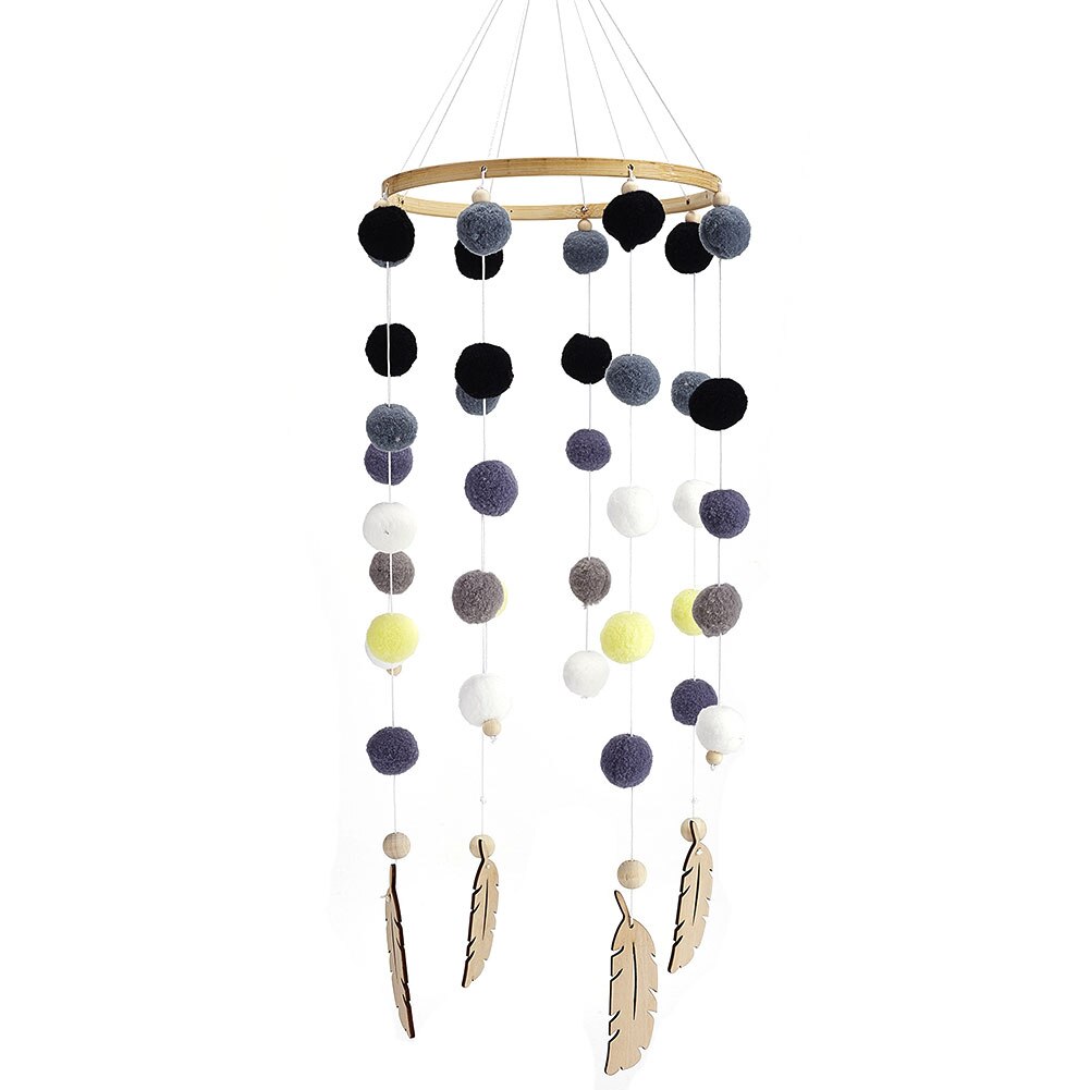 Handmade Durable Nursery Beautiful Bed Hanging Wooden Decoration Kids Room Felt Ball Photo Props Baby Wind Chimes Craft: C