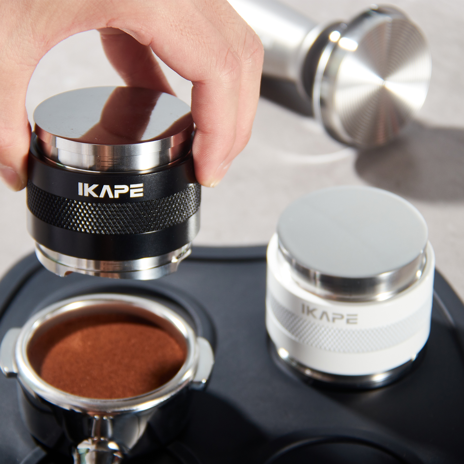 IKAPE Coffee Distributor & Tamper, 2 in 1 Adjustable Depth Espresso Distributor Tool fit for 51/54/58mm Bottomless Portafilter