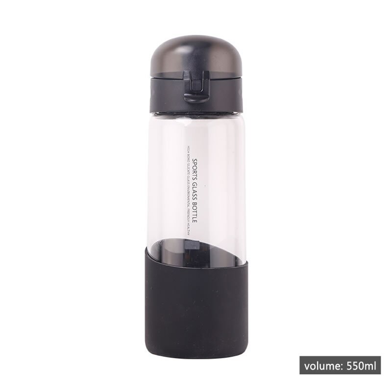 550ml glas vandflaske med infuser høj kapacitet te drikke kedel tumbler bærbar sport rejse protein shaker drinkware: Sort