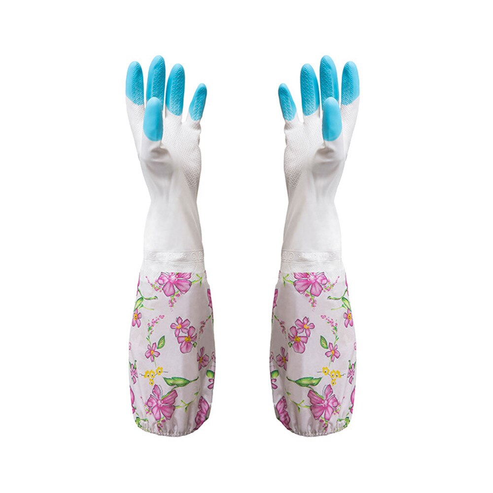 HAICAR 1 Pair Home Washing Cleaning Gloves Waterproof Rubber Latex Flannel Washbowl gloves Kitchen Glove