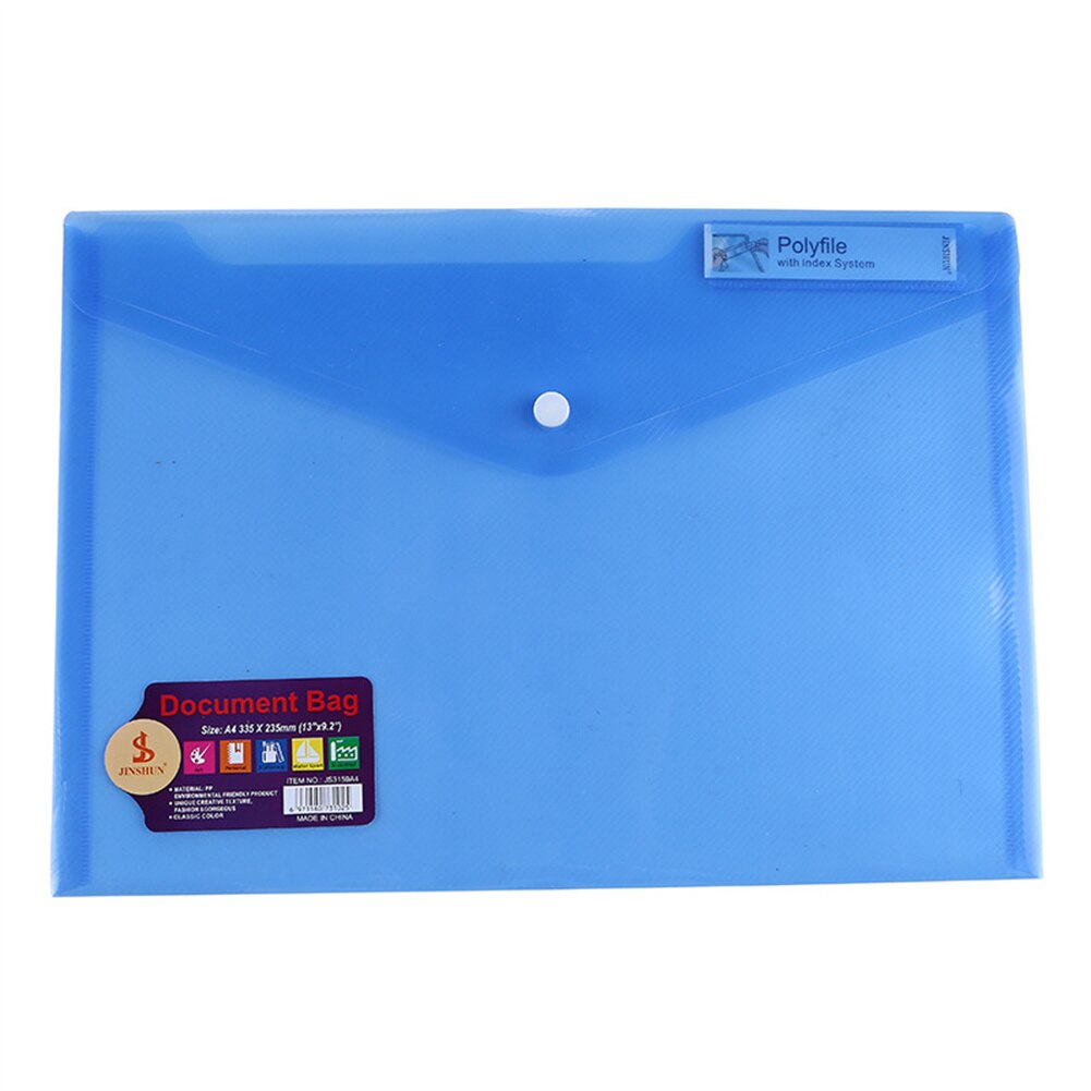 6 Pack Poly Envelopes File Folder With Label Pocket Clear A4 Transparent Document Organizer Snap Closure Expandable File Pouch: 6pcs-A4-2-Blue