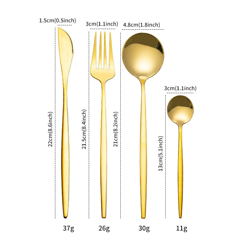 Couverts en acier inoxydable, 24 pièces, service de table, cuillère, couteau, fourchette, couteau, portugais occidental