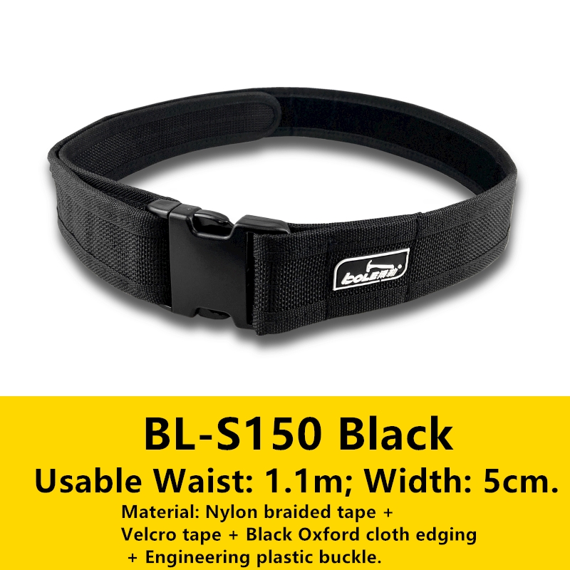 Cinturón de herramientas BOLE de 5cm de grosor, cinturón de trabajo, longitud ajustable, portátil, con bolsa de herramientas para colgar en la cintura, buena elección: Negro