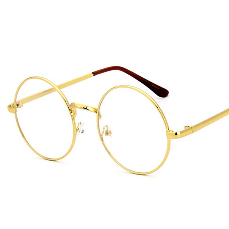 Men Woman Retro Transparent Metal eyeglass frame glasses silver frame Round Glasses Black Silver Gold Eyeglasses: c5gold