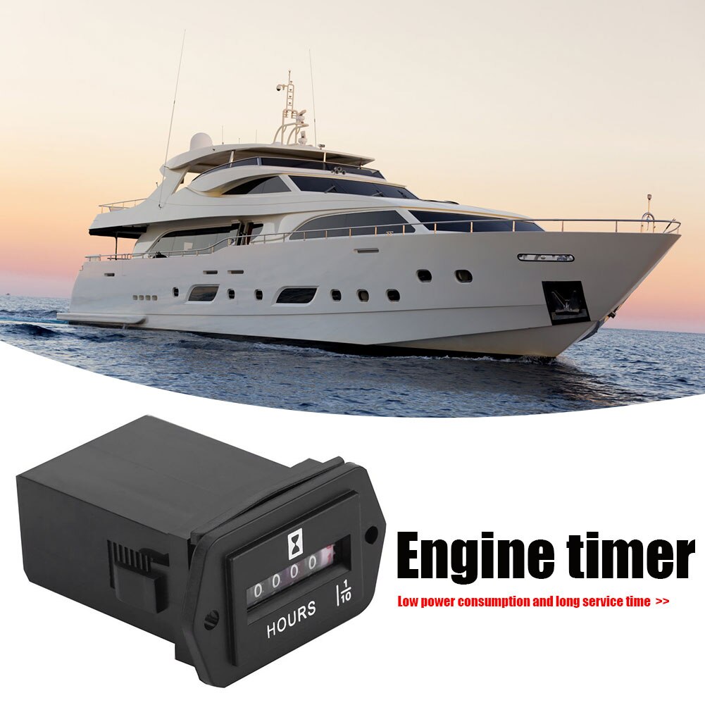 HM002 6-80V Sealed Mechanical Hour Meter Gauge Counter for Diesel Gasoline Engine Generator Motor Boat Motorcycle Tractor