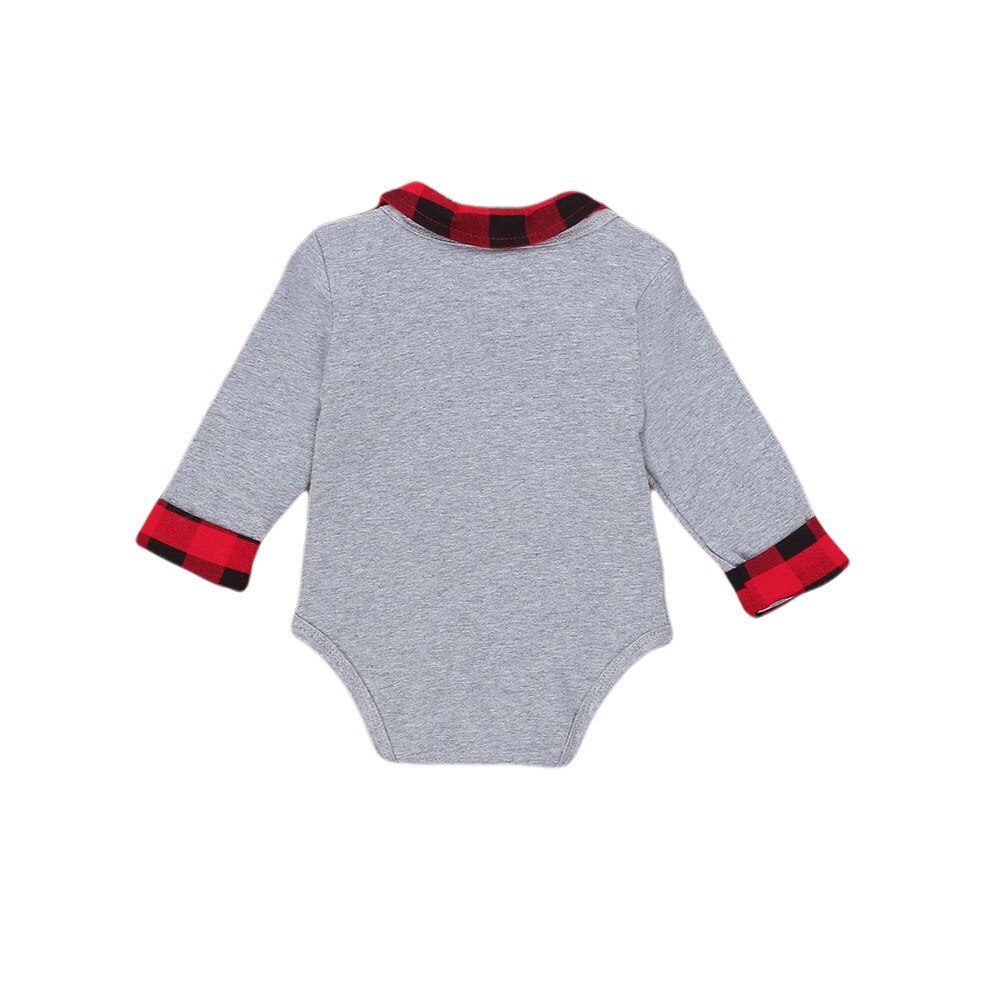 Baby Jongens Bodysuit Boom Santa Print Lange Mouwen Revers Romper Casual Kerst Outfits