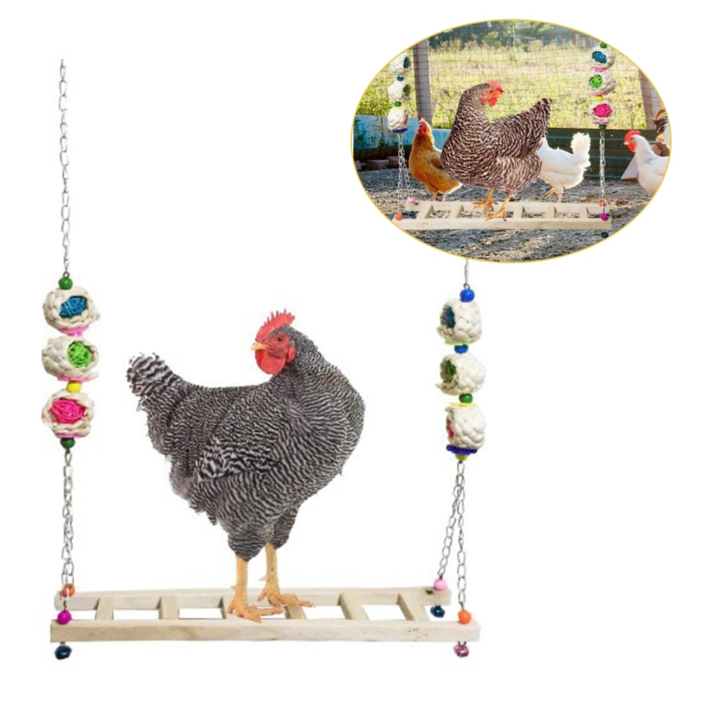 Kyllingesving naturligt frostet træ farverigt legetøj kyllingekop tilbehør kæledyrsforsyninger til papegøjehøns håndlavet fuglesving fugl
