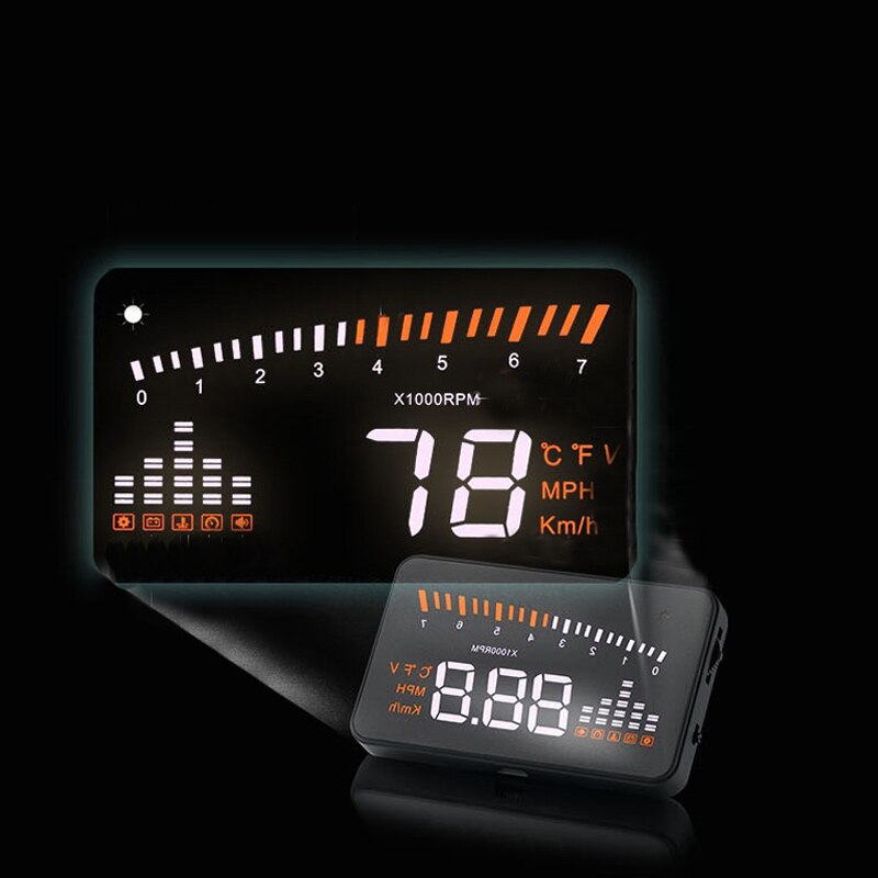 TOSPRA Hud coche Universal Head Up pantalla velocímetro temperatura proyección agua advertencia de velocidad en parabrisas para coche Hud
