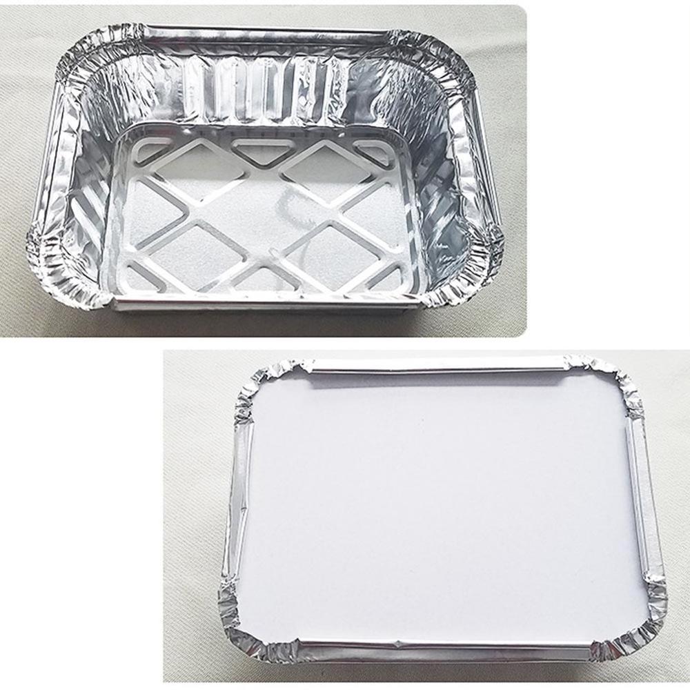 50Pcs Silver Foil Food Trays Disposable Aluminum Foil Pans Take-Out BBQ Plate Food Container Kitchen Outdoor Supplies Bbq Utensi