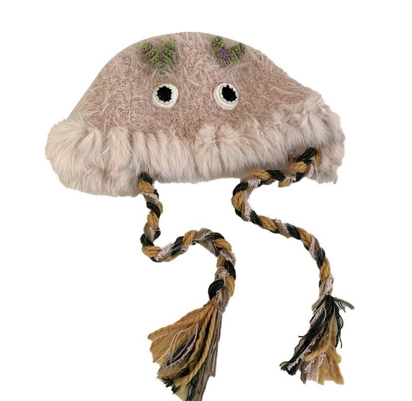 Little Monster Cap Cartoon Harige Hoed Warme Wollen Feest Outdoor Mode Schattig Zoet Reizen Meisje Hart Herfst Winter Dames