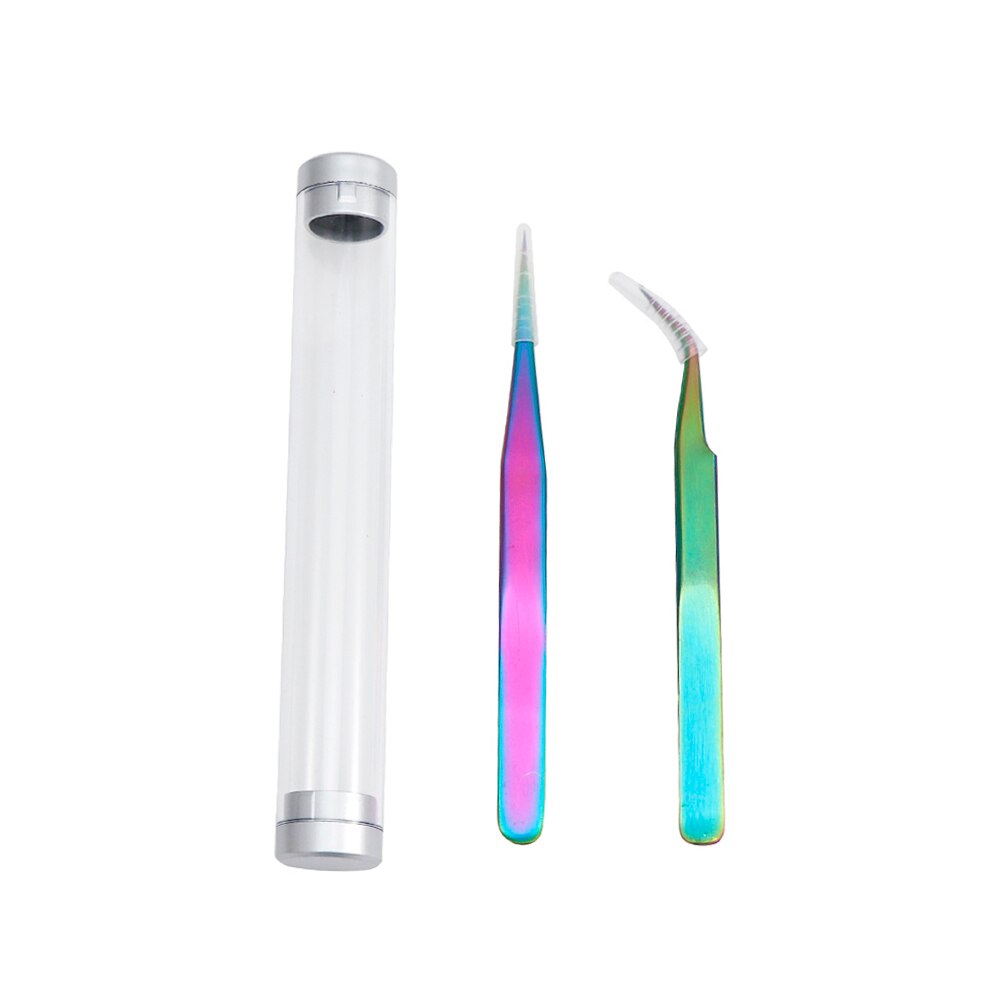 Lash Eyebrow Tweezers Eyelash Extension Colorful Nails Decor Picker Stainless Steel Superhard Tweezers Manicure Makeup Nail Tool
