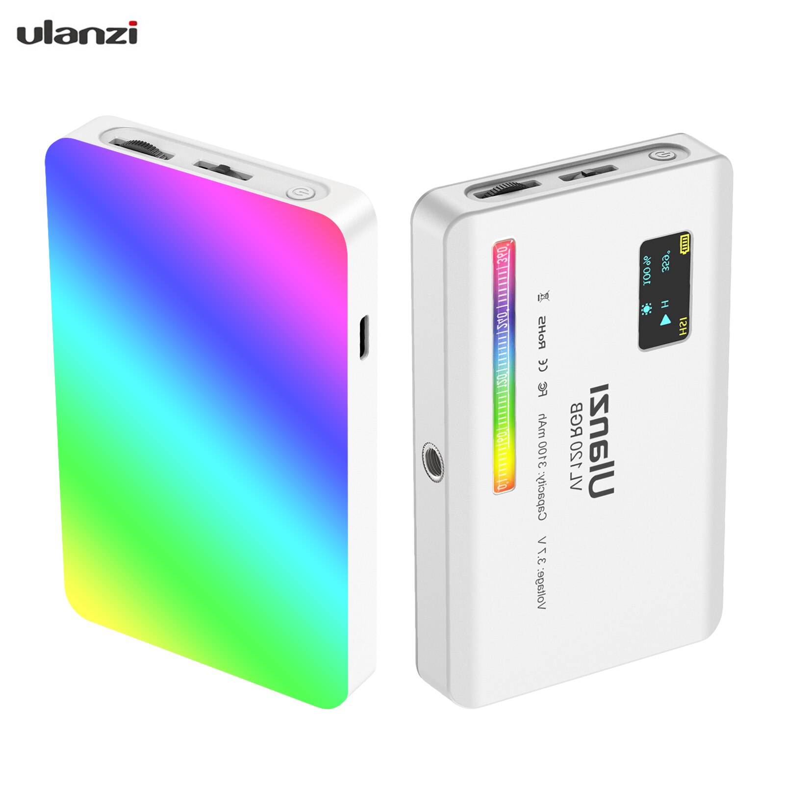 Ulanzi VL120 RGB Compact Video Light with Display Screen Diffuser Mini Camera RGB Light Smartphone Selfie Lighting 3100mAh