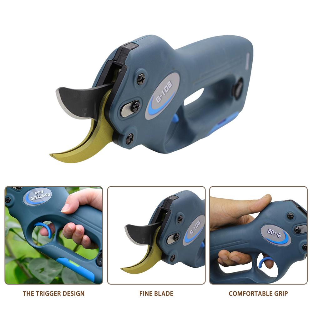 Podadoras eléctricas con cable, tijeras de podar inalámbricas con dos baterías de litio recargables, diámetro de corte de 25mm, podadoras para jardín