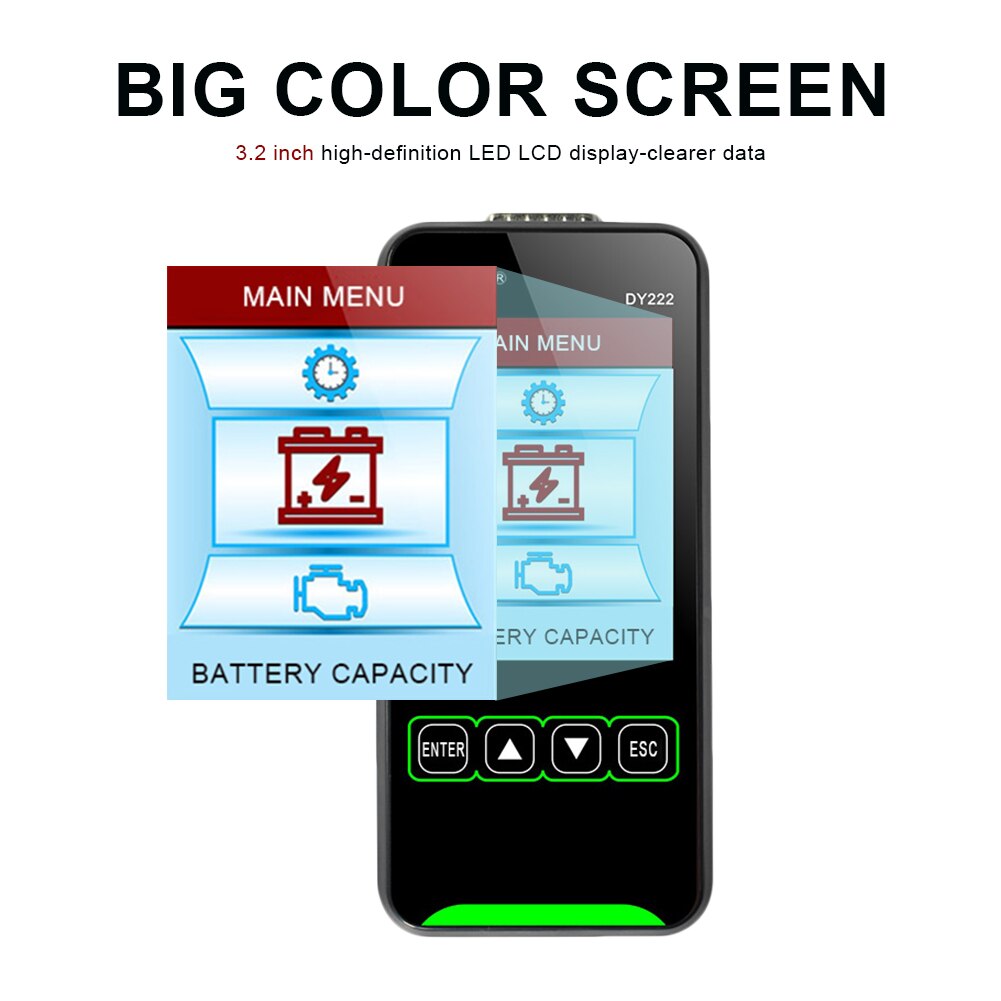 DY222 12/24V Car Battery Load Tester Multifunctional Battery Health Checker Automotive Battery System Tester Battery Load Tester