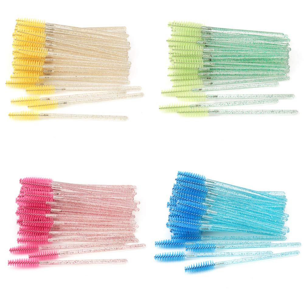 QSTY-brocha de maquillaje para pestañas, 50 Uds., aplicador de rímel desechable individual, peine, varita, herramientas de pinceles de maquillaje para pestañas, 6 colores
