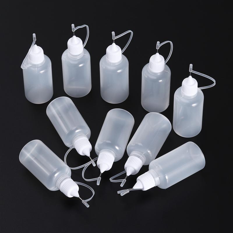 10Pcs Needle Tip Bottle 30ML Translucent Plastic Squeezable Tip Applicator Bottles Refillable Dropper Glue Bottles For Painting