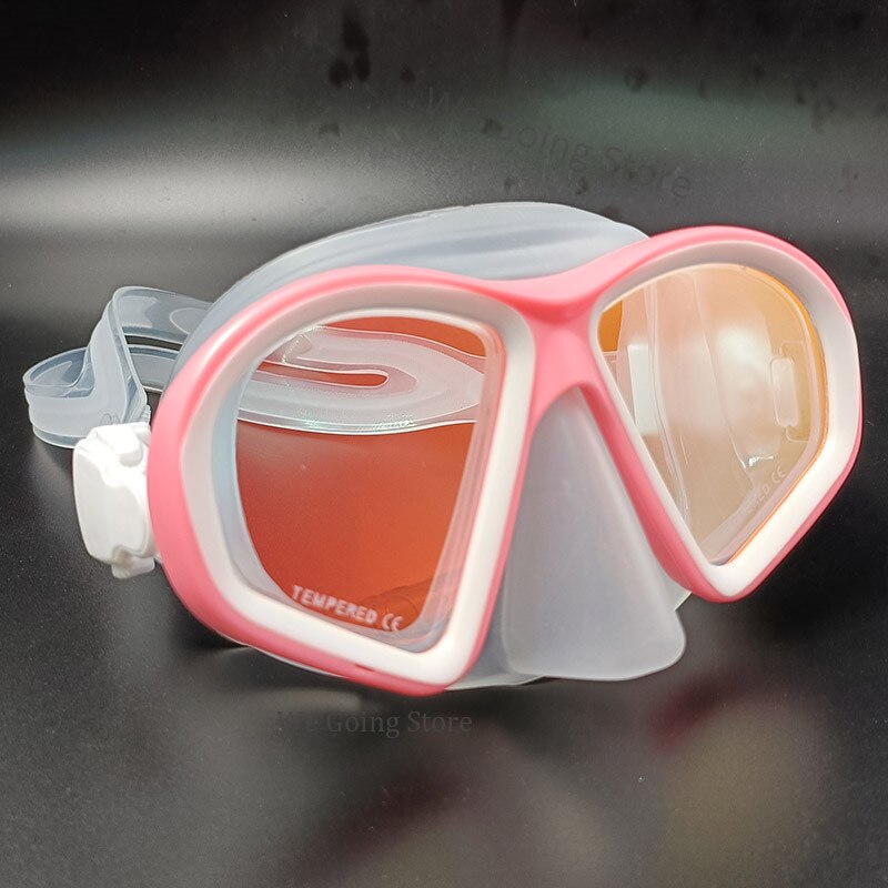 Teenager Swimming Mask Silicone Low Volume Scuba Diving Mask Freediving Scuba Dive Goggles with Coating Mirror Lens: pink 1