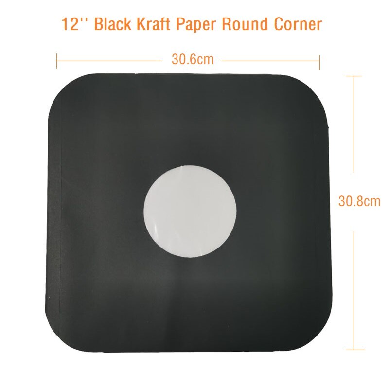 20Pcs Zwaargewicht 12Inch Record Innerlijke Mouwen Anti-Statische Kraftpapier Afgeronde Hoeken Binnenzak Voor lp Record Vinyl: Black