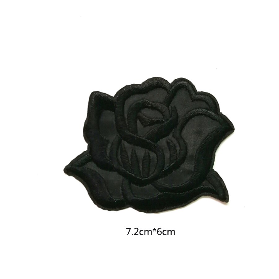 Stof Geborduurde Black Rose Bloem Patch Kleding Stickers Tas Naaien Ijzer Op Applique DIY Kleding Naaien Kleding Accessoires B40: Middle Black Rose