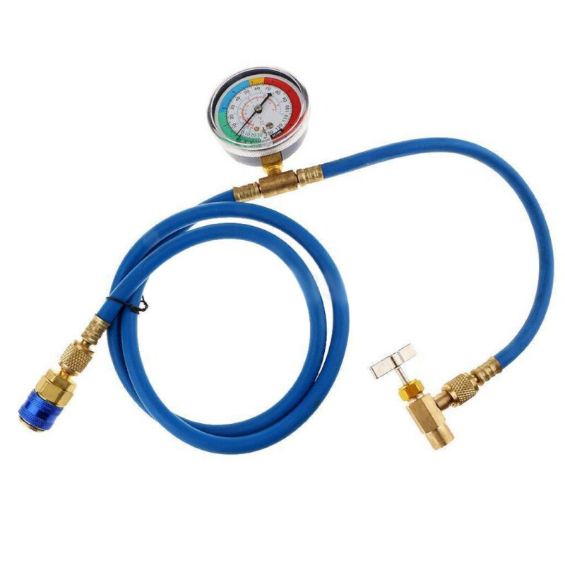 R134a Car Air Conditioning Pressure Gauge with Refrigerant Charging Hose Fluoride Tube Quick Release Pressure GaugeRepair Tool