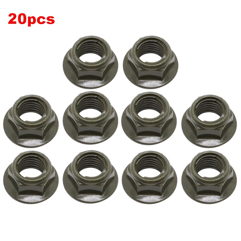 20X 10X M10 Stainless Steel Hex Flange Nylon Insert Lock Nut Self-locking Nylock Locknut For Polaris RZR Sportsman Scrambler ATV: 20 piece