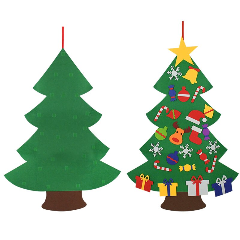 100cm filt juletræ gør-det-selv sæt væghængende dekoration med selvklæbende ornamenter børn børn år jul boligindretning