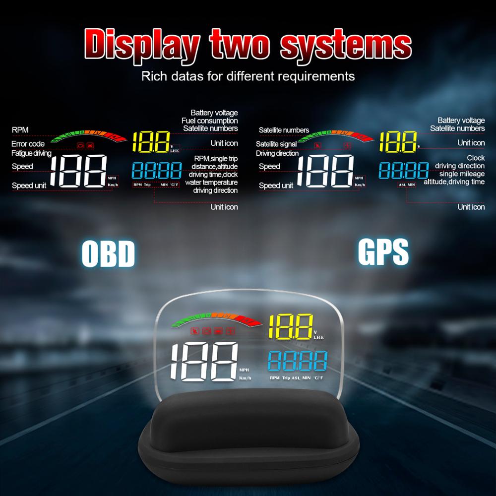 Navigation  c5 hud head up display obd 2 gps dobbelt system  c800 obd 2 gps hud  c500 obd 2 projektor sikkerhed vand temp hastighed
