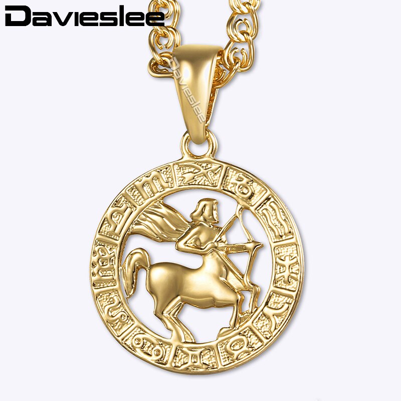 Davieslee Womens Boogschutter Sterrenbeeld Hanger 585 Rose Gold Sterrenbeeld Hanger Ketting Voor Vrouw Sieraden DGP181