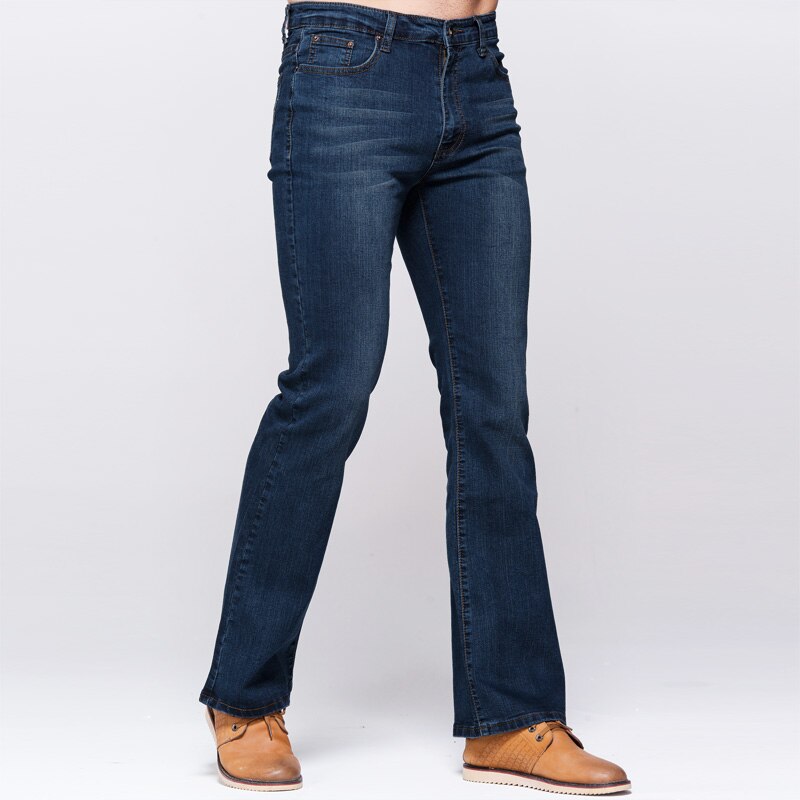 Grg heren slim boot cut jeans klassieke stretch denim licht uitlopende diepblauwe jeans stretchbroek: 38