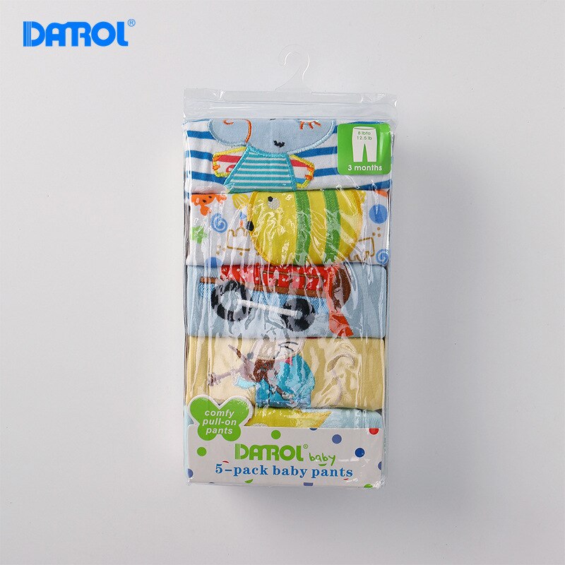 DANROL baby boy girls algodón PP pantalones niños pantalones 5 unids/lote niños suaves pantalones de dibujos animados leggings