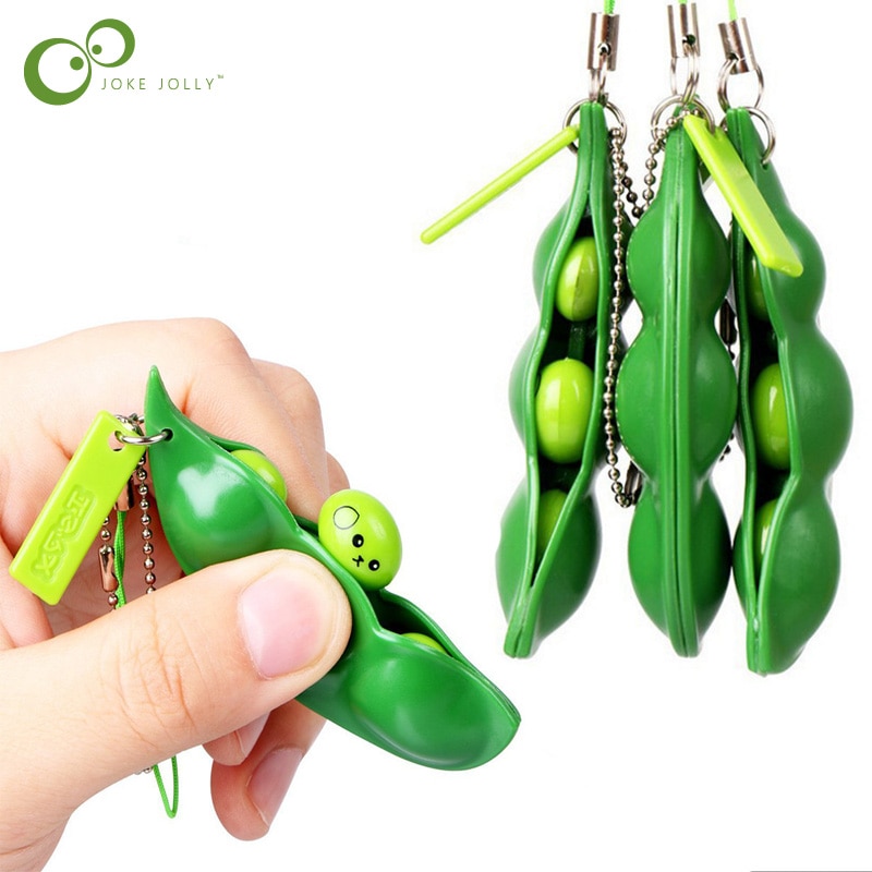 2 stücke Unendliche quetschen Edamame Bohne Erbse Ausdruck Kette Schlüssel Anhänger Ornament betonen Entlasten Dekompression Spielzeug antistress-ZXH