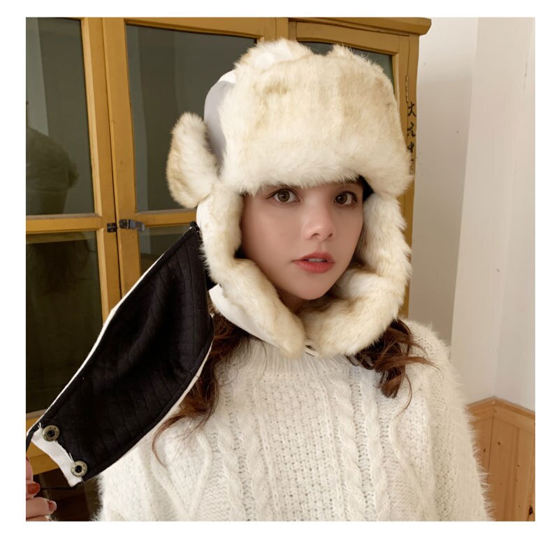 Del ricamo del fumetto di Lei Feng cappello Russia orecchio-sbatté cappello donne cappelli bombardiere caldo di spessore cappello di inverno tutto'aperto