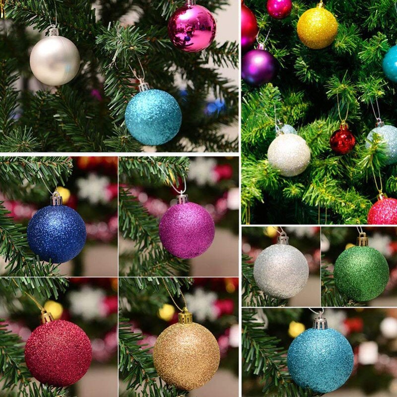 24 stücke Weihnachten Baum Ball Dekoration Party Hängen Ornament Flitter Anhänger Weihnachten Baum dekorationen für Heimat Mini Größe