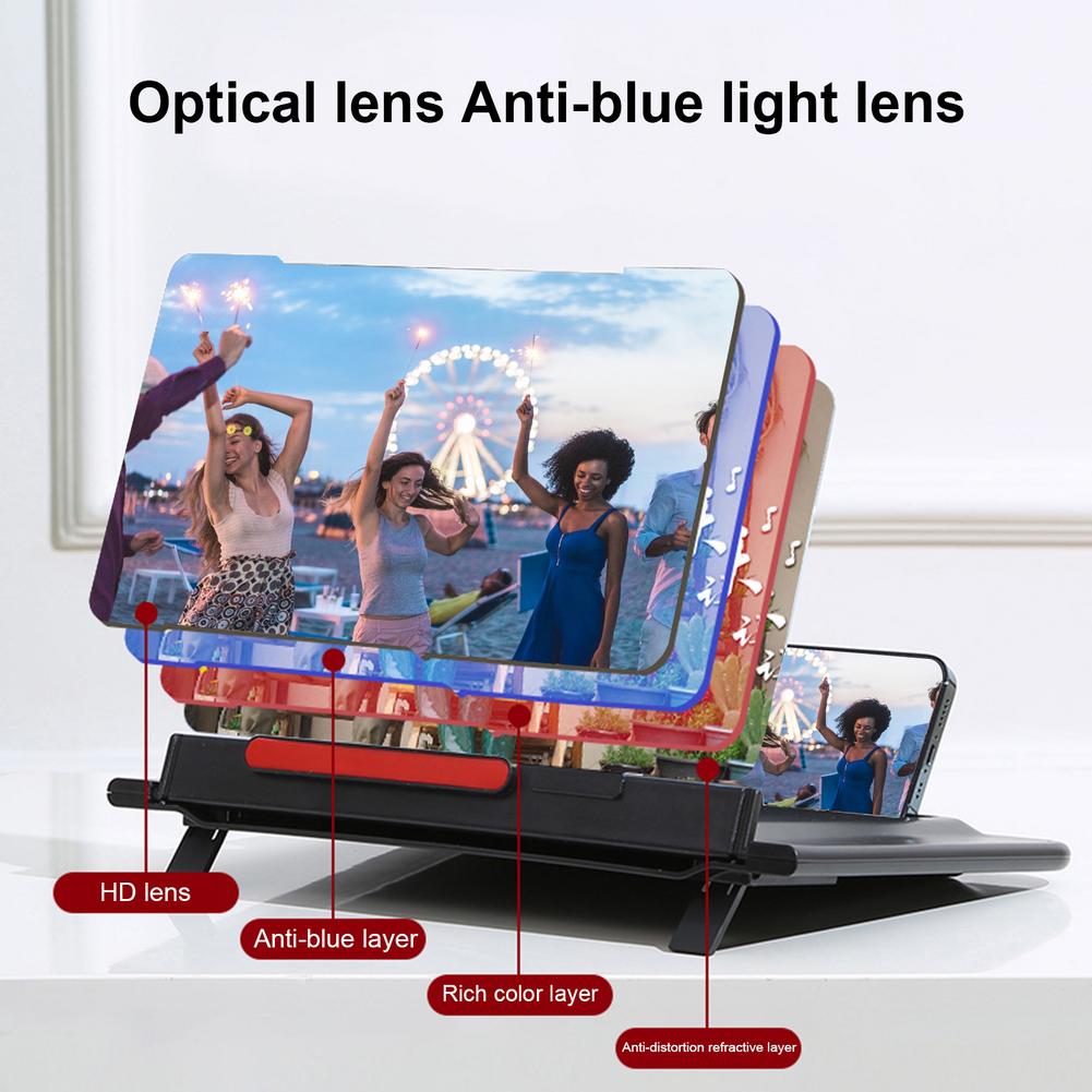 12 inch Mobile Phone Screen Magnifier HD Video Amplifier Stand Bracket Folding Phone Desk Holder For Samsung Xiaomi Huawei